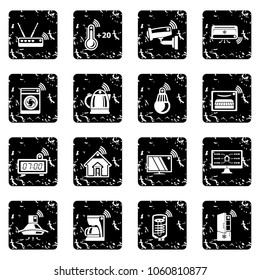 Smart home icons set vector grunge isolated on white background 