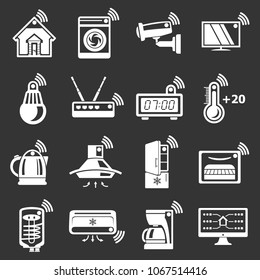 Smart home icons set vector white isolated on grey background 