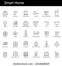 Smart Home-Symbole Vector Set. 30 von hochwertigen Schwarzen Umrisssymbole.