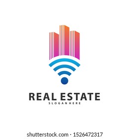 Smart Home Idea logo template, Tech City logo designs concept, Real Estate logo Vector Illustration