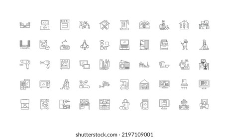Smart home ideas, linear icons, line signs set, vector collection