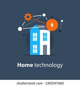 Smart home innovative technology, house control, improvement and security concept, vector illustration