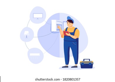 Smart Home Installation Service Vector Illustration Concept.