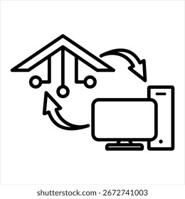 Ilustración vectorial de iconos de contorno de Smart Home Integration