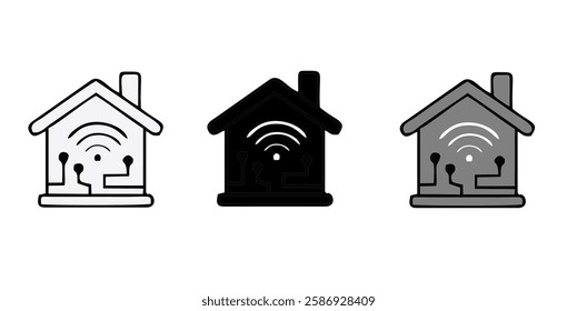 smart home internet of thing icon line connect on blue background. home automation digital technology control devices. vector illustration fantastic digital design.