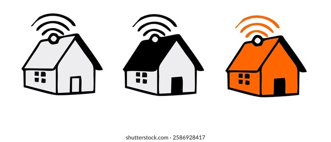 smart home internet of thing icon line connect on blue background. home automation digital technology control devices. vector illustration fantastic digital design.