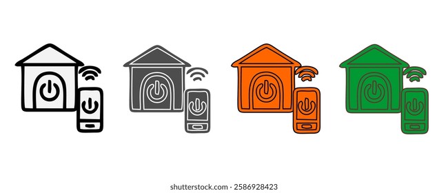 smart home internet of thing icon line connect on blue background. home automation digital technology control devices. vector illustration fantastic digital design.