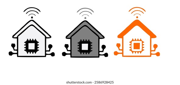 smart home internet of thing icon line connect on blue background. home automation digital technology control devices. vector illustration fantastic digital design.