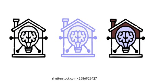 smart home internet of thing icon line connect on blue background. home automation digital technology control devices. vector illustration fantastic digital design.