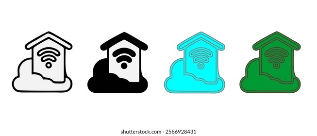 smart home internet of thing icon line connect on blue background. home automation digital technology control devices. vector illustration fantastic digital design.