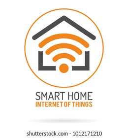 Smart Home And Internet Of Things Logo. Smart House With WiFi Logotype. Flat Style Icons. Isolated Vector Illustration