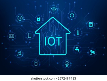 smart home internet of things technology with icon background. vector illustration fantastic technology. iot technology concept.