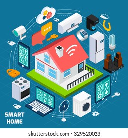 Smart Home Iot Internet Of Things Comfort And Security Innovative Technology Concept  Isometric Banner Abstract Vector Illustration