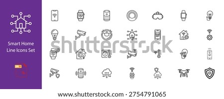 Smart Home and IoT Line Icons Set.