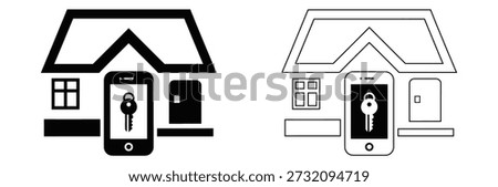 Smart home key access mobile phone icon illustration