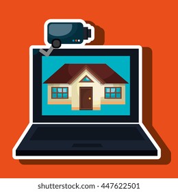 smart home with laptop computer  isolated icon design, vector illustration  graphic 