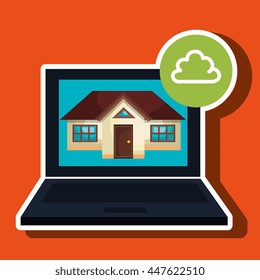 smart home with laptop computer  isolated icon design, vector illustration  graphic 
