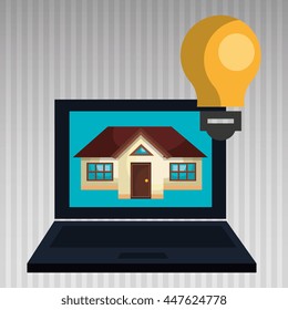 smart home with laptop computer  isolated icon design, vector illustration  graphic 