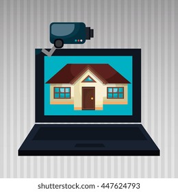 smart home with laptop computer  isolated icon design, vector illustration  graphic 