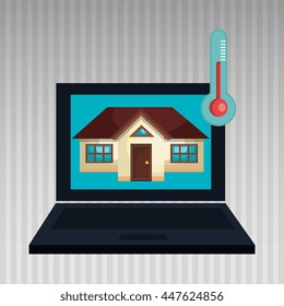 smart home with laptop computer  isolated icon design, vector illustration  graphic 