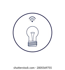 Icono de control inteligente de iluminación residencial. Bombilla con símbolo wi-fi