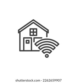 Icono de línea de inicio inteligente. signo de estilo lineal para concepto móvil y diseño web. Icono de vector de contorno de señal de inicio y wifi. Símbolo, ilustración del logotipo. Gráficos vectoriales