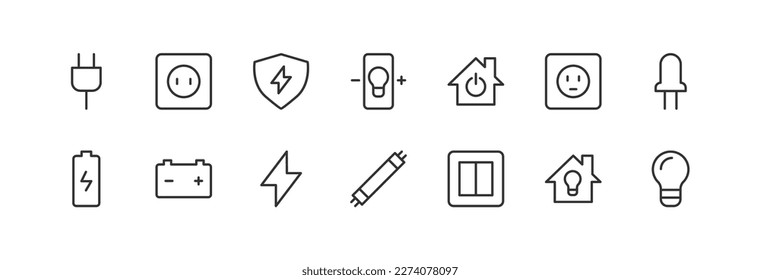 smart home line icon set with editable stroke. Outline collection of vector objects. Premium icon pack