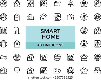 Smart home Line icon set. Pixel perfect, ui editable Icons bundle.
