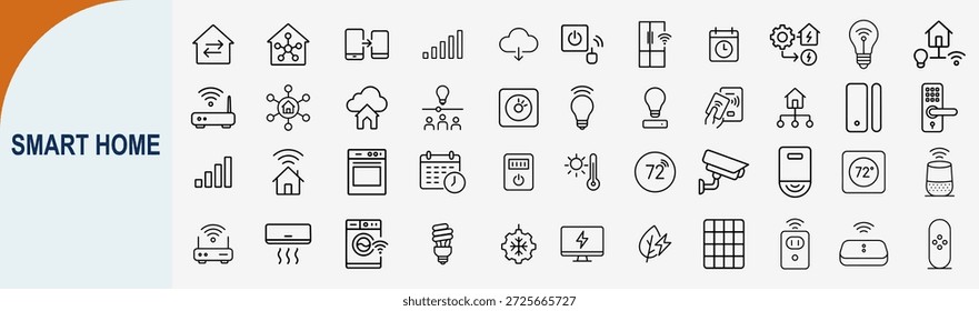 Smart-Home-Line-Icon-Set für Automatisierungssystem und Fernsteuerungs-Vektor