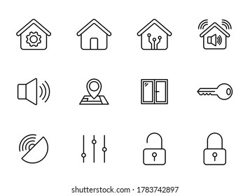 smart home line vector icons isolated on white. smart home icon set for web, mobile apps, ui design and print
