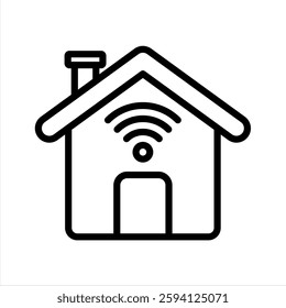 Smart Home Line Vector Illustration On White Background.