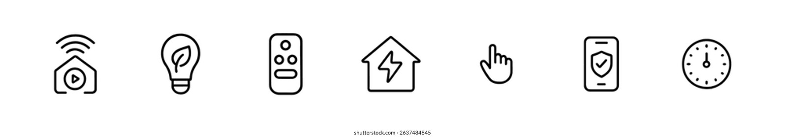 Smart home linear icon set. technology, home automation icons line art collection