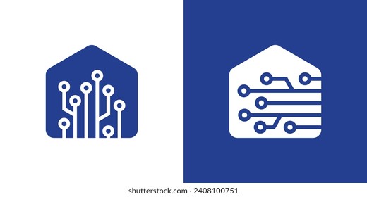 diseño de logotipo para el hogar inteligente, circuito de cable, instalación del hogar, icono, vector, símbolo.