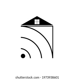 Smart home logo design template. Linear and outline vector clipart and drawing. Isolated illustration in white background.