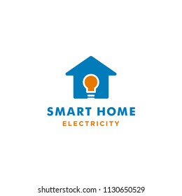Smart Home Logo Design Vector Symbol Light Bulb Idea