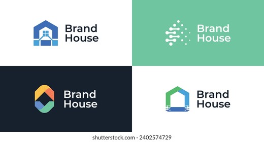 smart home logo design vector template collection