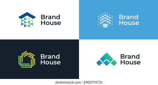 smart home logo design vector template collection