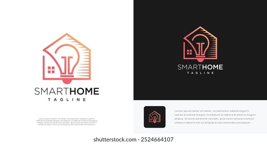 Ilustração de vetor de design de logotipo de casa inteligente feita com linhas	