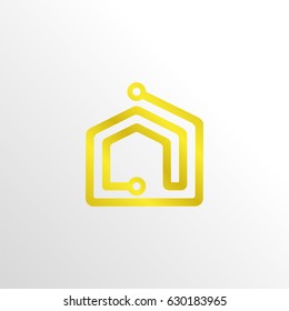 Smart Home Logo Icon With Gold Color