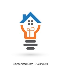 smart home logo template with light bulb icon
