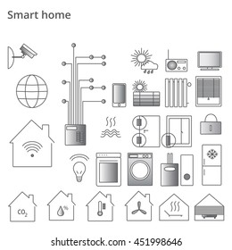 Smart Home Management Icons Set. Vector illustration
