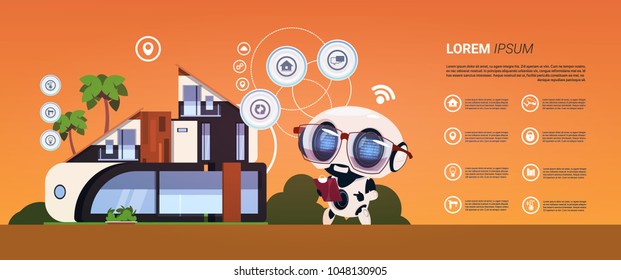 Smart Home Management Robotic Technology Modern Home System Of Control Concept