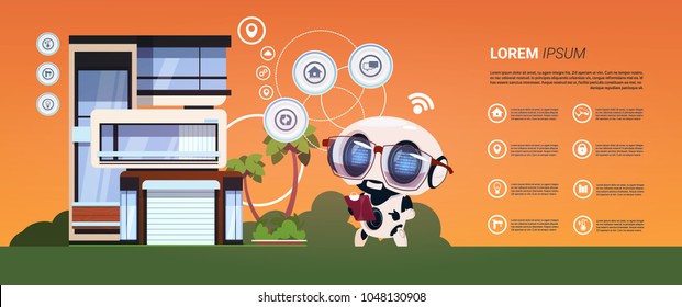Smart Home Management Robotic Technology Modern Home System Of Control Concept