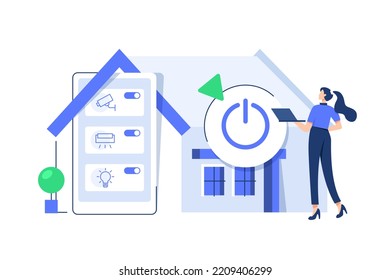 Smart home manager or home automation system vector illustration. Centralized control of lighting