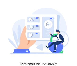 Smart home manager or home automation system vector illustration. Centralized control of lighting