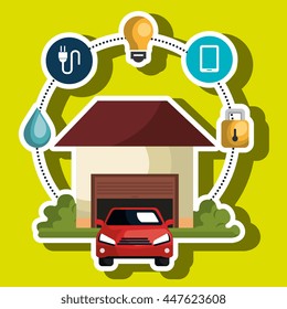 smart home with menu settings isolated icon design, vector illustration  graphic 
