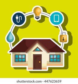 smart home with menu settings isolated icon design, vector illustration  graphic 