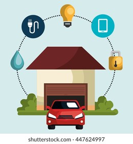 smart home with menu settings isolated icon design, vector illustration  graphic 