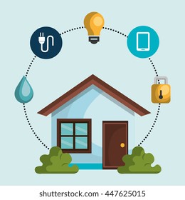 smart home with menu settings isolated icon design, vector illustration  graphic 