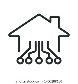 smart home microchips - minimal line web icon. simple vector illustration. concept for infographic, website or app.